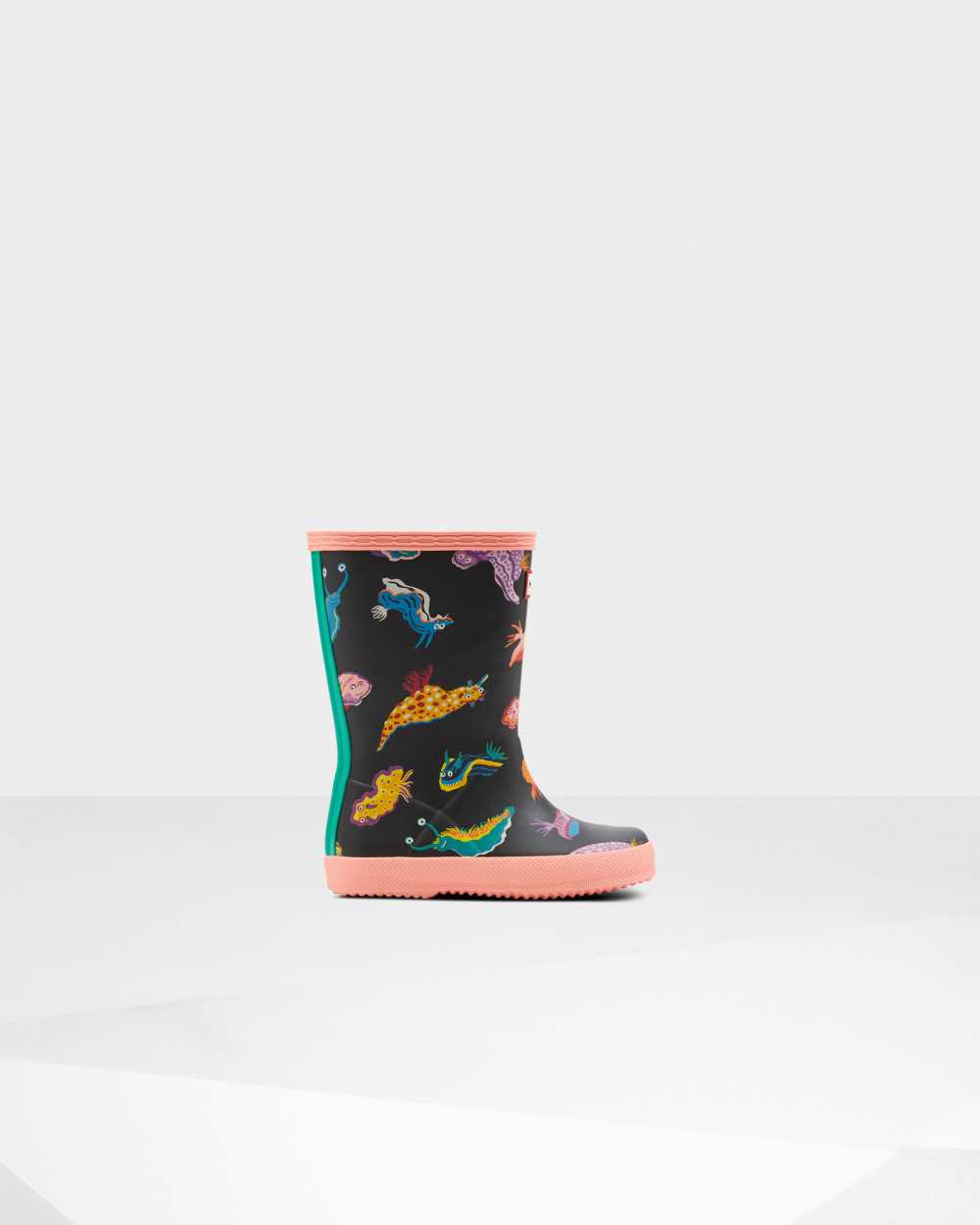 Botas De Agua Niños - Hunter Original First Classic Sea Monster Print Rosas - UCRYGE-914 - Rosas